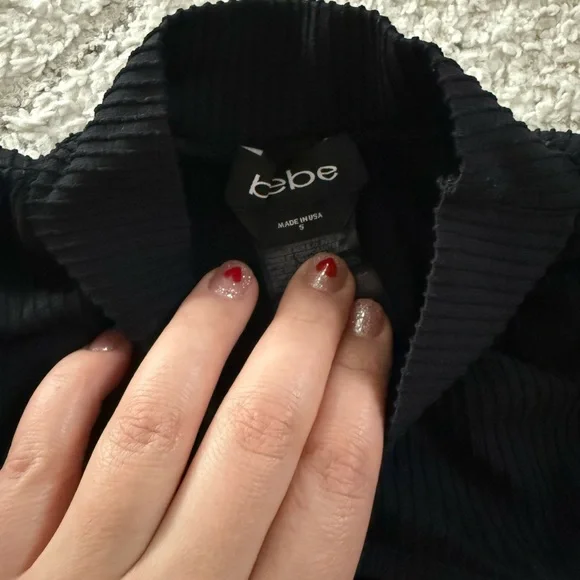 Bebe Black Ribbed Knit Top - Picture 2 of 2